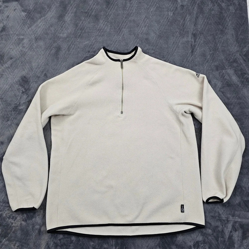 Adidas 1/4 Zip Fleece Pullover Mens L Cream Black Vintage Y2K Streetwear Hiking